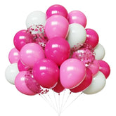 Pink Confetti White Balloons, 50Pcs 12 Inch Latex Balloons For Birthda