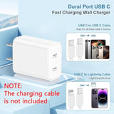 Usb C Fast Charger Block,Usb C Charging Block 2-Pack Type C 2In1 Dual Ports Plug Wall Charger, Fast Type C Charger For Iphone 16/16E/16 Plus/16 Pro/16 Pro Max/15 Pro Max/14/13/12/11/Xs Max/Xr/X,Ipad
