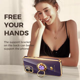 iPhone 12 Case with 2 Screen Protectors 360° Ring Holder Purple
