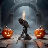 Halloween Candleholder Gothic Decor Black Raven Candlestick Holder, Resin Ornament, Home Desktop Decoration Candle Holder, Christmas Decor, Party Favors, Dense Room Decor (Crow)