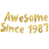 Awesome Since 1987 Gold Glitter Banner - 38Th Birthday And Anniversary Party Decorations