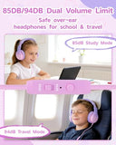 Over Ear Kids Headphones with HD Mic, Safe Volume Limited Wired Headphones for School, Travel, Stereo Sound Headphones with Cord, Foldable 3.5mm