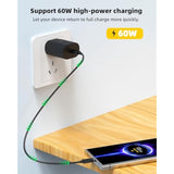 60W Usb C Charging Cable Travel Adapter Kit Set Storage Box Organizer(5 In 1)For Apple Iphone Micro Usb Data Transfer Lightning 27W Fast Charger Power Android Compatible For Samsung Sim Micro Sd Slot