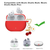 For Beats Studio Buds Case, Studio Buds Plus Case Cover With Cute Cherry Charm Keychain,Soft Silicone Skin Cover Protective Case For New Beats Studio Buds+ Earbuds For Women Men Red