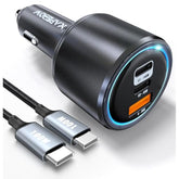 Usb C Car Charger-215W 3 Port Superfast Charging Car Charger Adapter For Macbook Pro/Air, Laptop, Ipad, Iphone 14/13/12/11,Samsung Galaxy S23/22, Pixel