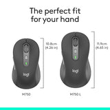 Signature Plus M750 L Wireless Mouse - For Large Hands, Smartwheel, Bluetooth, Multi Device, 24-Month Battery, Silent Clicks, Customizable Side Buttons, Contoured Shape - Graphite