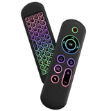 Air Mouse Remote Control Mouse Wireless Mini Keyboard 2.4G & Bt5.2 Motion Sensing Backlit Rechargeable Compatible With Android Tv Box/Pc/Smart Tv/Projector/All-In-One Pc/Mac Black