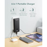 Portable Charger With Built-In Cables And Ac Wall Plug, 10000Mah Compact Slim Power Bank, External Battery Pack, Travel Accessories Compatible With Iphone, Android, All Cellphones