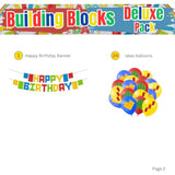 Building Block Deluxe Party Supplies Pack (137 Pieces For 16 Guests) - Gamer Birthday Decorations, Gamer Party Supplies , Blocks Party Decor, Brick Birthday,