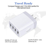 Multiple Usb Wall Charger, 2Pack 4-Multi Port Usb Charger Cube 4.8A Fast Charging Block Plug Box For Iphone 17 16E 16 15 14 13 12 Pro Max Samsung Galaxy A17 A16 A15 A56 A55 S25 Ultra S24 Ultra