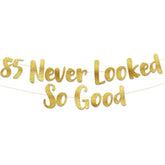85 Never Looked So Good Gold Glitter Banner - 85Th Birthday Party Decorations