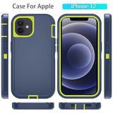 Compatible With Iphone 12/Iphone 12 Pro Case With Hd Screen Protector, Heavy Duty Shockproof & Dustproof & Dropproof 3-Layer Cover Phone Case (Darkbluegreen)