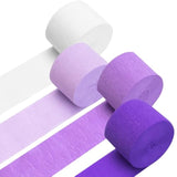 Crepe Paper Streamers 4 Rolls 328Ft, Pack Of Unique 3 Purple And White Party Streamer For Birthday Wedding Ceremony Baby Shower Party Decorations Diy Supplies Art Crafts (1.8Inch X 82Ft/Roll)