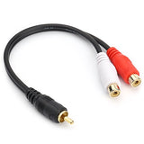 RCA (M) to 2 RCA (F) Stereo Audio Y Adapter Subwoofer Cable (24k Gold Plated) 1 Male to 2 Female Y Splitter Connectors Extension Cord (20CM / 8 Inch)