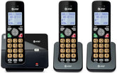 3-Handsets Landline Home Phone With Caller Id/Call Waiting, Cordless Phone Dect 6.0 Full-Duplex Handset Speakerphone, Backlit Keypad And Display, Quiet Mode, Eco Mode: El1121-31 (Black & Silver)