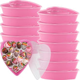 6 Pieces Valentines Heart Food Containers With Lids 22 Oz / 650 Ml Large Heart Shaped Food Containers Plastic Storage Box Reusable Dessert Box For Kitchen Restaurant Fruit Vegetable (Pink)