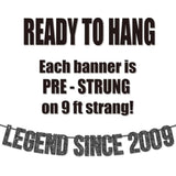 Pre-Strung Legend Since 2009 Banner For 16Th Birthday Party Decoration,Happy 16Th Men Women Birthday Party Banner,Handmade - Black