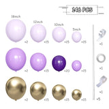 Grey Violet Maca Purple Gold Balloons Garland Arch Kit, 146Pcs Latex Balloons Different Sizes 18 12 10 5 Inch For Party Decoration Birthday Wedding Engagements Anniversary Baby Shower