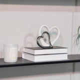 Lcdecohome Valentine Decorations - Double Heart Sculpture Table Ornaments Anniversary Couple Gift For Her Home Decor Ceramic Heart Sculptures Figurine 7.5 * 1.75 * 6 Inch