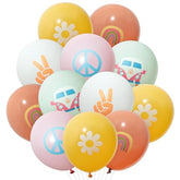 50Pcs Groovy Retro Hippie Balloons Smile Face Party Decorations for Birthday Theme Party