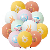 50Pcs Groovy Retro Hippie Balloons Smile Face Party Decorations for Birthday Theme Party