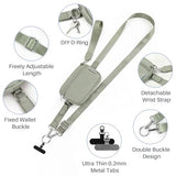 Clip and Go Strap for Phone with Wallet Crossbody, Detachable Zippered RFID Wristlet Wallet, Adjustable Phone Lanyard & Ultra-Thin 360° Rotatable