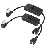 Usb Short Cable With On/Off Switch,2 Pack 1Ft 90 Degree Left & Right Angle Upg
