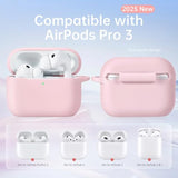 AirPods Pro 3 Case Cover for Women Girls 2025 with Cleaning Kit and Cute Bling Keychain, Soft Silicone Protective Case Compatible with Apple AirPods Pro 3rd Generation Accessories, Pink