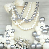 120 Pcs White Silvery Quick Link Balloons, Linking Balloons For Making Balloon Wall Arch Chains, Balloon For Wedding Birthday Bridal Baby Shower Graduation Grad Party Decorations (6+10 Inch)