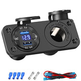 Cigarette Lighter Socket 12V Power Outlet, Aluminum 40W Dual Qc3.0 Usb Charger Socket With Led Voltmeter Switch,150W Dc Lighter Socket Waterproof 12V Plug Panel For Car Boat Rv Marine Golf Cart