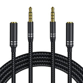 2 Pack 3.5Mm Headphone Extension Cable (4Ft/1.2M), 4 Pole Hi-Fi Stereo Sound Audio Cable, Nylon Braided Male To Female Aux Cord, Auxiliary Extender For All 3.5 Mm Enabled Devices - Black