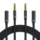 2 Pack 3.5Mm Headphone Extension Cable (4Ft/1.2M), 4 Pole Hi-Fi Stereo Sound Audio Cable, Nylon Braided Male To Female Aux Cord, Auxiliary Extender For All 3.5 Mm Enabled Devices - Black
