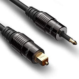 24K Gold Plated Toslink to Mini Toslink Digital Fiber Optical S/PDIF Audio Cable with Metal Connectors & Strain-Relief PVC Jacket - 6ft