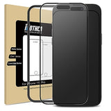 Matte Glass Full Coverage Screen Protector for iPhone 15 Pro 6.1-inch, Anti-Glare Anti-Fingerprint Black Edge Tempered Glass Film with Easy