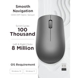 Lenovo 530 Full Size Wireless Computer Mouse for PC, Laptop, Computer with Windows - 2.4 GHz Nano USB Receiver - Ambidextrous Design - 12 Months Battery Life - Graphite Grey