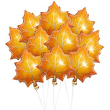 10Pcs Fall Maple Leaf Foil Balloons Orange Mylar Autumn Thanksgiving Decor
