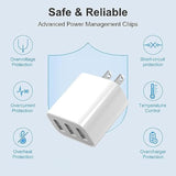 3-Port Usb Wall Charger, 3 Pack Compatible With Iphone 14/13/12/11 Pro Max, Mini, Se, Xr, Xs Max, Xs, X, 8 Plus, Ipad Pro, Air, Mini, Samsung Galaxy S5 S6 S7 Edge, Lg, Android And More