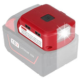 Battery Adapter Compatible For Milwaukee M18 Battery, Dc Port & 3W Led Work Light, And Dual Usb Charger Adapter Converter Compatible For Milwaukee 18V Battery 49-24-2371 Power Source