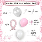 Pastel Pink And White Balloons Arch Kit, 118 Pcs Light Baby Pale Pink Bow Balloon Garland Mit 18 Inch Clear Balloons*3, Macaron Pink Long Balloon As Bow Decor For Girls Birthday Baby Shower Decoration
