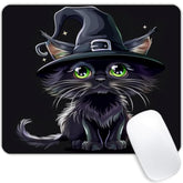 Square Mouse Pad Black Cat With Witch Hat For Halloween-1,Gaming Mouse Pads For Desk,Soft Computer Waterproof Non-Slip Mouse Mat