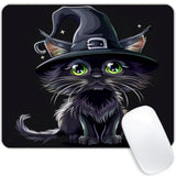 Square Mouse Pad Black Cat With Witch Hat For Halloween-1,Gaming Mouse Pads For Desk,Soft Computer Waterproof Non-Slip Mouse Mat