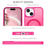 Magnetic For 15 Plus Case, 15Plus Phone Case Compatible With Magsafe, Translucent Matte Protective Cover Shockproof Women Girl Cute Case For 15Plus 6.7", Hot Pink