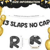 Pre-Strung 13 Slaps No Cap Banner Glitter 13th Birthday Sign for Teen Party Decor