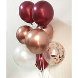 50pcs Chrome Rose Gold Burgundy Balloons Birthday Wedding Party Decor
