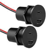 12V Usb Outlet 30W Pd Type-C & 18W Qc3.0 Aluminum Usb Charger Socket Dual Port Fast Charging Recessed Mount Replacement Car Charger Accessories For Rv Camper Trailer Truck Boat Golf (2Pcs)