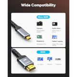 4K Micro Hdmi To Hdmi Cable 10Ft, Micro Male To Hdmi Male Cable Nylon Braided