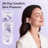 Clipfree Open-Ear Headphones, Butterfly-Inspired Ear-Cuff Design, Stylish & Comfortable Clip-On Ear Buds, Wireless Earbuds For Women, Long Battery Life, Great For Gifting - Purple