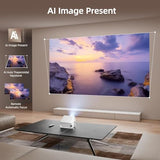 2026 Pgraded 360°Adjustable Dual Stand Ai Auto Keystone Electric Focus Mini Portable Projector With Bluetooth 5.4, 1080P Support Outdoor Movie Projector Compatible With Hdmi/Usb/Phone (Black)