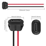 10pcs Type-C Female Chassis Waterproof 2P Solder Wire Type USB C Pigtail Cable Extension Power Cable USB-C Plug to 2 Pin Bare Wire Open End Connector