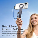 MA58 Magnetic Phone Tripod for iPhone with Hard Drive Enclosure, 360° Rotation, Uka Arca-Swiss Mount, 1/4" Mount, Fits SSD 2230/2242, Foldable